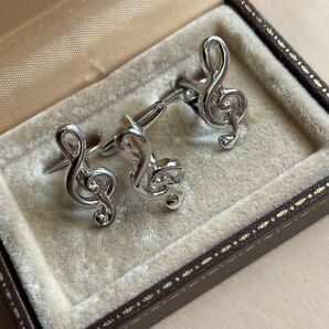 ト音記号カフリンクス★音符カフスボタン★3個(1個オマケ)