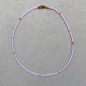 ネックレス チョーカー 紫 パープル 細め ステンレス 重ね付け アレルギー つけっぱなし 細い ビーズ BTS ラベンダー