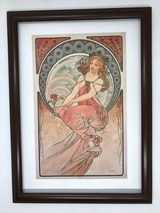 Art hand Auction Alphonse Mucha Four Arts Painting A4 Poster für den Transport gerahmt Hobby Toy Masterpiece Goods, Hobby, Kultur, Andere