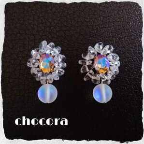 クリスタル×ルナフラッシュ ピアス【ピンク】