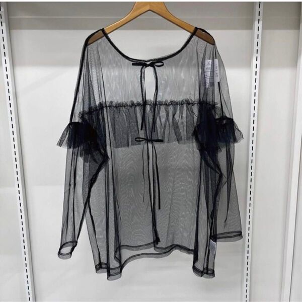 【新品】しまむら relache チュールフリルTシャツ ブラックM
