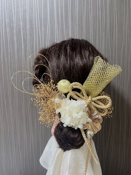 髪飾り ドライフラワー成人式卒業式結婚式ヘッドパーツヘッドドレス和玉