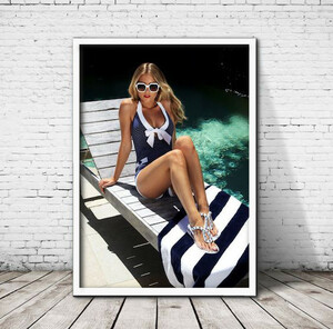  art poster 416 swimsuit beautiful woman border * picture frame attaching interior poster A4 size * stylish poster wellcome poster 