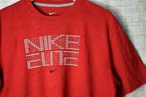 ☆US古着 NIKE ナイキ DRI-FIT スポーツ プリント Tシャツ レッド赤【M】コットンポリ　　　　　◆9567◆