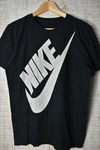 ☆US古着 NIKE ナイキ スウォッシュ デカプリント Tシャツ ブラック黒 レディース【M】コットン　　　　　◆9569◆