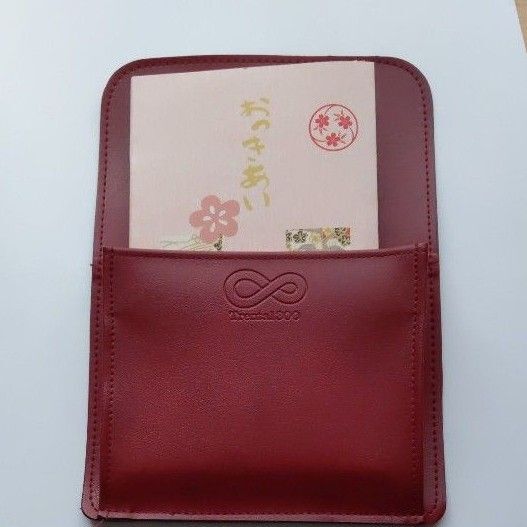 製薬会社ノベルティ ハガキ手紙等入れれるポケット しっかりした造り 壁掛けポーチ レザーか合皮かは不明 エンジ色