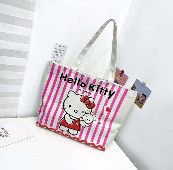 ☆最終価格☆ 未使用 サンリオ ハローキティ キャンバスバッグ ファスナー付き
