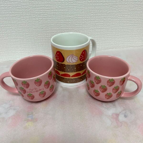 【美品3点セット】マザーガーデン等 可愛いマグカップ☆いちごケーキ