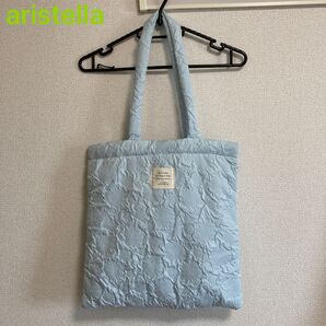 aristella トートバッグ ブルー 花柄 スクエアトート 未使用 タグ付き 軽量 A4対応