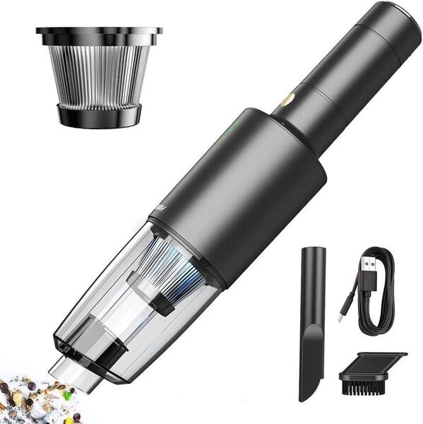 車 黒 用掃除機 強力 ハンディークリーナー 7500PA 車載 ミニ コンパクト 充電式 軽量 コードレス 車用掃除機 掃除機