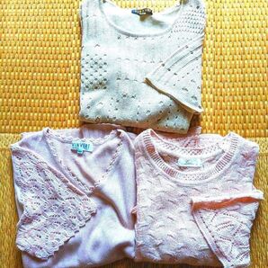 サマーニット ニットトップス 半袖 まとめ売り3着