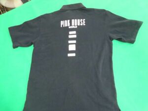  Pink House PINKHOUSE black . polo-shirt cotton 100% deer. . Kaneko Isao back print . patchwork Logo made in Japan M easy size 