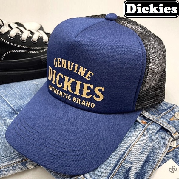 Dickies ネイビー×ブラック メッシュキャップ アメカジアウトドア キャンプ ゴルフ スポーツ野球帽子 フロントロゴ ディッキーズ