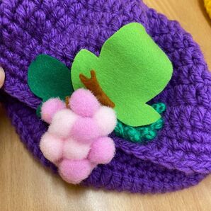 お遊戯会 衣装 保育園 手作り ハンドメイド ベレー帽 ニット帽 ぶどう パイン (2種類の2個ずつ)の4つセット売りになります。