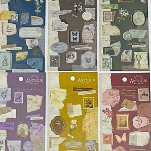 【No1899】アンティークステッカー・6種類【100均のお品ではありません】税込1848円のお品・コラージュ素材・手帳素材