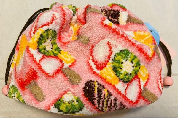 マチ付き巾着ポーチ ラブラリー アイスポップ ピンク アイス アイスキャンディ 巾着ポーチ フルーツ ポーチ お弁当 定価以下!