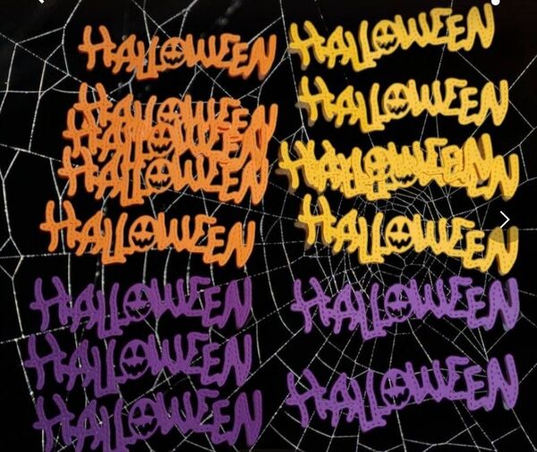 ダイカット ハロウィン 文字 3色 15枚 クラフトパンチ コラージュ アルバム Halloween 秋 オバケ お化け