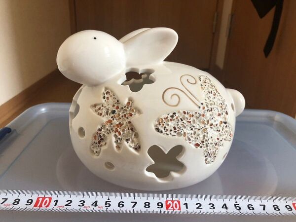 うさぎ 燭台 アロマキャンドル キャンドルホルダー 陶器 新品未使用 イケヤ ローソク立て 香炉