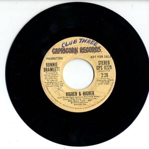 Bonnie Bramlett 「Higher & Higher」 米国CAPRICORN盤プロモ用EPレコード