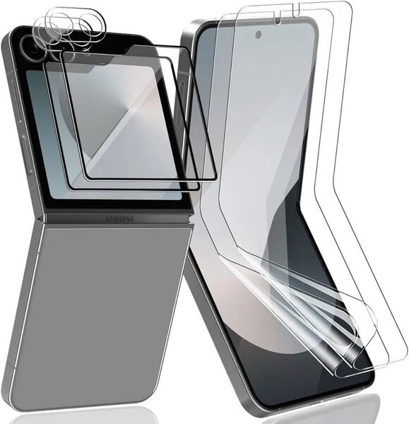 For Galaxy Z Flip6 フィルム 2枚 + Galaxy Z Flip6 ガラスフィルム 背面 2枚 + G