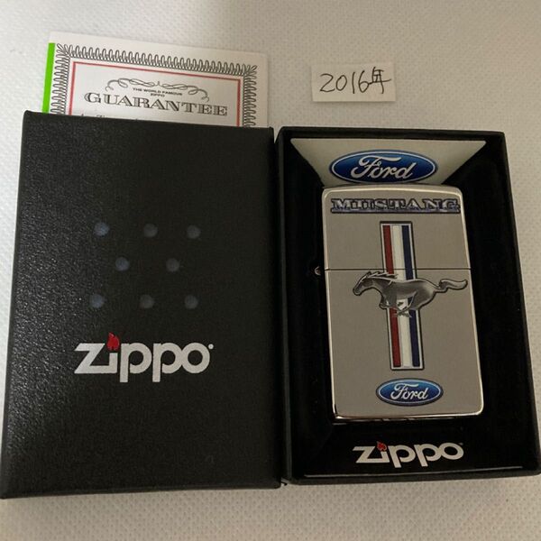 ZIPPO Ford MUSTANG 8472 ハイポリッシュクローム 未使用 美品 箱付き 2016年製