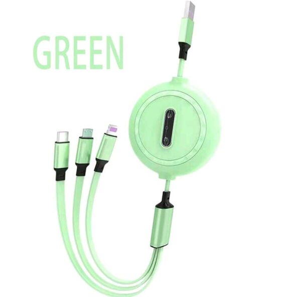 100W 3in1急速充電ケーブル(ガールウィンド) OPPO/Samsung、iOS/Android/Type-C グリーン1個