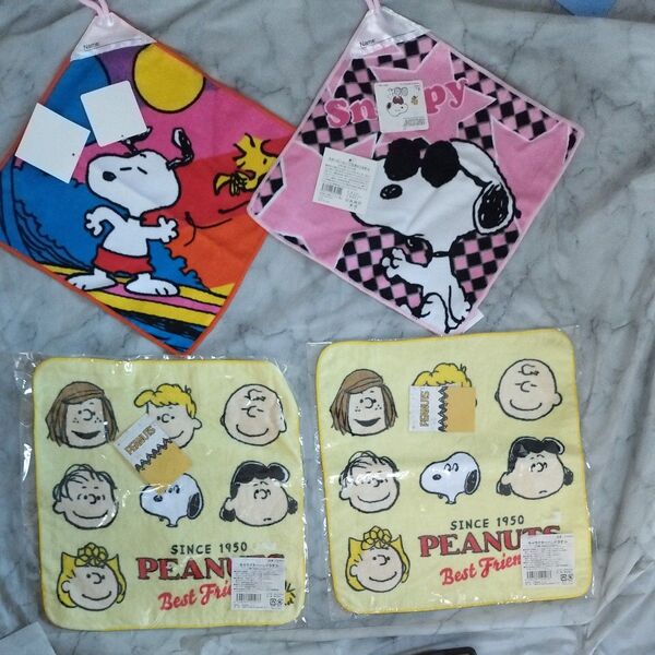 スヌーピー ループ付きタオル ハンドタオル スヌーピー PEANUTS SNOOPY 4枚セット