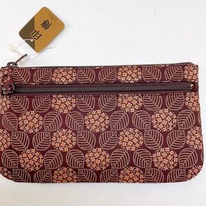 新品未使用品 甲州印伝 ポーチ 小物入れ 通帳入れ 財布 紫陽花 紫×ピンク漆 日本製 ゆうパケット発送 全国送料無料
