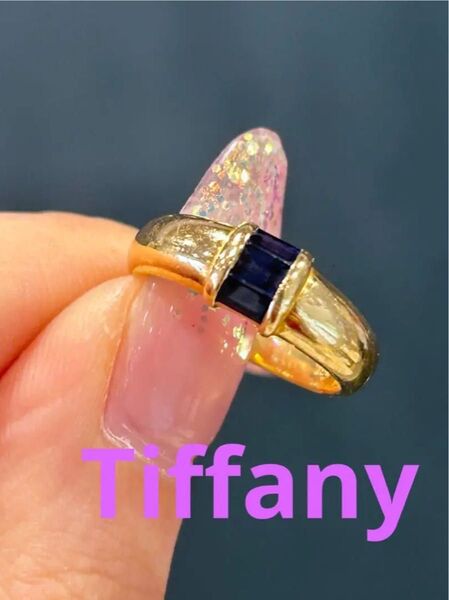 18k Tiffany テイファニー天然サファイア リング 指輪