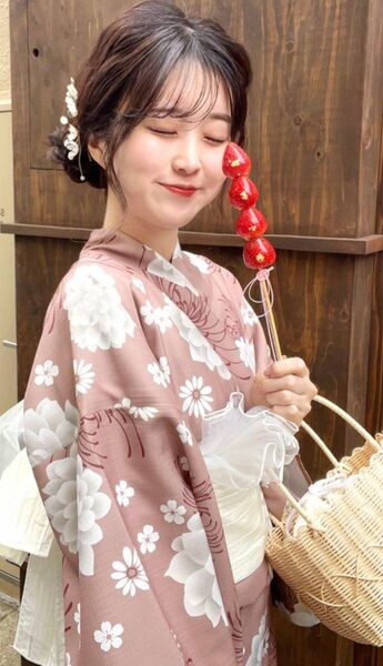 浴衣GRL花柄ピンク