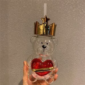 【スターバックス海外限定】バレンタインシリーズ 王冠 ストローガラスタンブラー