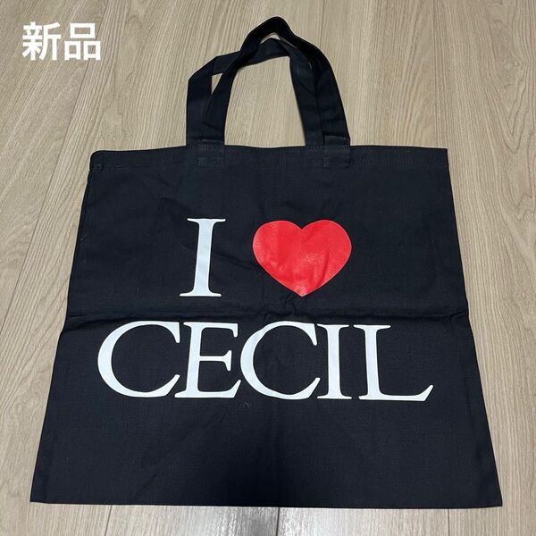 新品未使用 セシルマクビー CECIL McBEE ロゴ トートバッグ エコバッグ 黒