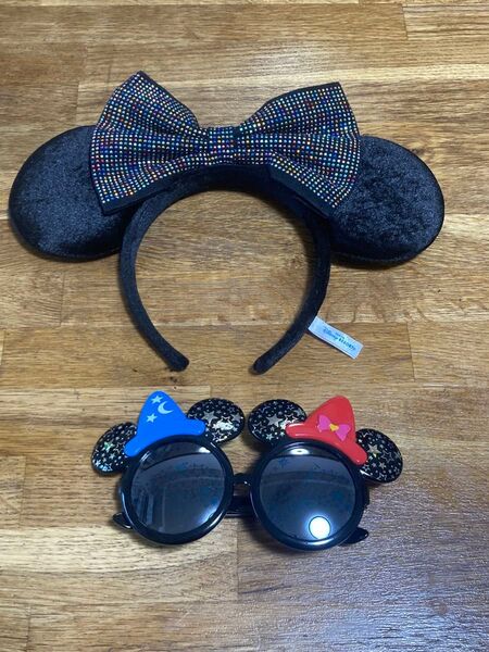 TDR ディズニー カチューシャ&サングラス 2点セット キラキララインストーンカチューシャ キラキラ星柄サングラス