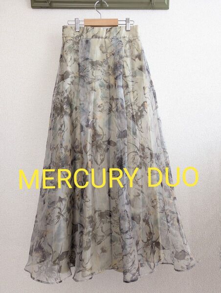 【美品】Mercury Duo オーガンジー花柄 リバーシブルフレアースカート
