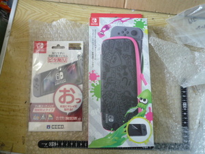 Nintendo スプラトゥーン2 Switch キャリングケース ホリ 液晶保護フィルム まとめて セット 現状渡し品