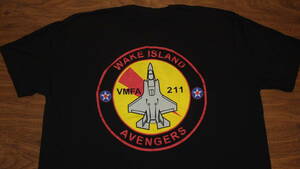 【VMFA-211】Wake Island Avengers F-35 米海兵隊YUMA基地 ウェイクアイランド アヴェンジャーズ USMC MAG-13TシャツサイズXL　黒