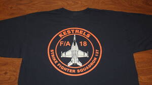 【VFA-137】Kestrels 米海軍リムーア基地 F/A-18 US NAVY　CVW-2 TシャツサイズXL コットン100%　紺　USN