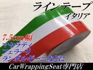 【Ｎ－ＳＴＹＬＥ】ラインテープ　7.5ｃｍ×1.5ｍ　イタリア国旗柄　自動車、バイク用デコラインカッティングシート　デカールシール