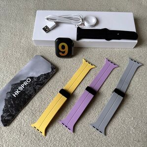 HK9PRO スマートウォッチ ブラック ベルト3本付きつ