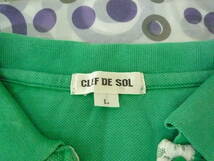 ★CLEF DE SOL 半袖ポロシャツ グリーン系 袖口・裾にレース（L)_画像5