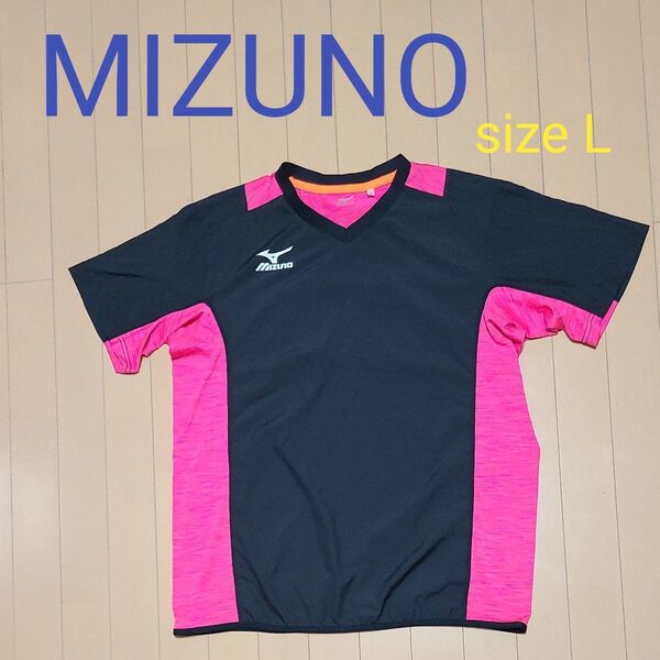 MIZUNO ミズノ 半袖 Tシャツ プラクティスシャツ Lサイズ ブラック×ピンク