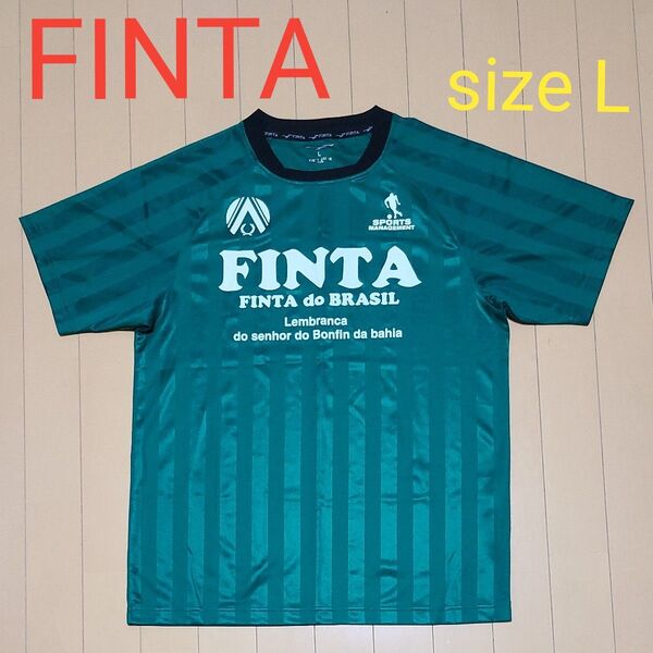 FINTA フィンタ 半袖 プラクティスシャツ Tシャツ Lサイズ グリーン 縦シャドー サッカー・フットサル トレーニングウェア