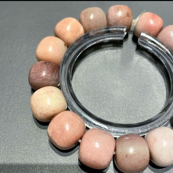 希少!シャー太翠(玉)ジェード 苺芋色14.4mm ブレスレット