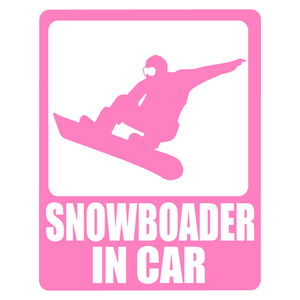 送料無料 オリジナル ステッカー SNOWBOADER in CAR ピンク スノーボーダー イン カー アウトドア パロディステッカー