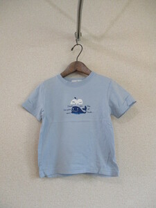 ベルメゾン水色くじらプリントTシャツ サイズ120（USED）40519②