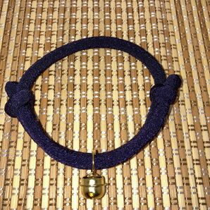 和風 猫の首輪 ちりめん細紐(子猫〜小柄な成猫用)黒紫・無地