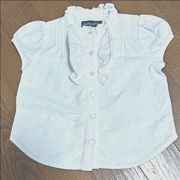 RALPH LAUREN パフスリーブ 白シャツ 80 女の子 ベビー・キッズ 半袖シャツ フリルシャツ 制服 発表会