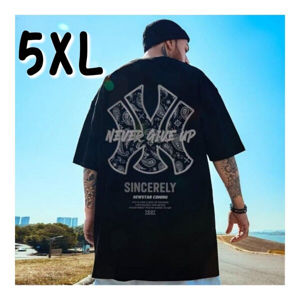 人気商品 新品 メンズ 半袖 Tシャツ 5XL ビッグシルエット ブラック