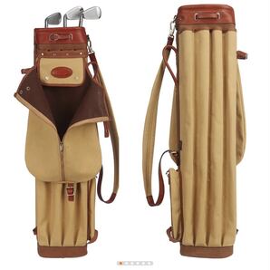 (A) キャディバッグ ヴィンテージ 本革 レザー フルセット ウッド