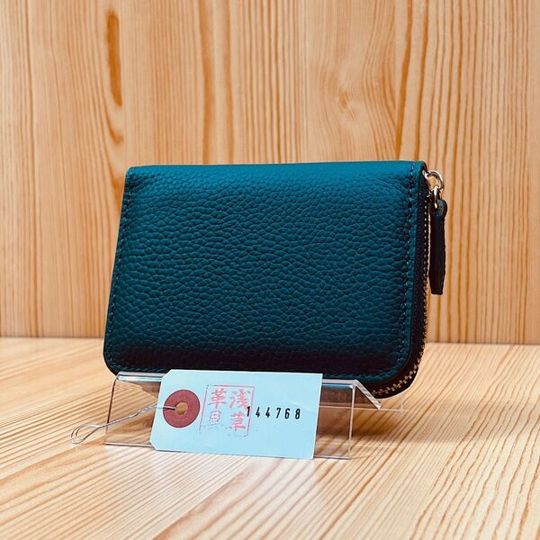 【浅草革具】ミドルウォレット コインケース イタリアンレザー ヌメ革 本革 牛革 新品 コンパクト財布 スマート財布